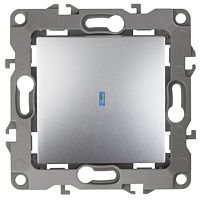 Выключатель с подсветкой без рамки Эра S12 1-кл 10А алюминий картинка